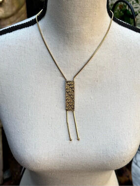 Vintage Christian Dior Monogram Oblique Trotter Rectangle Plaque Lariat Necklace